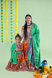 Mother-Daugther Combo Cotton Embroidered Lehenga Choli Set (WAVE- Combo) - Orange