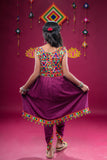 Banjara India Kutchi Embroidered Girls Dhoti Set (DHT-222) - Wine