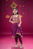 Banjara India Kutchi Embroidered Girls Dhoti Set (DHT-222) - Wine