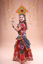 Banjara India Festive Wear Kutch work Embroidered Girls Lehenga Choli Set with Dupatta (CC-FRNA) - Black
