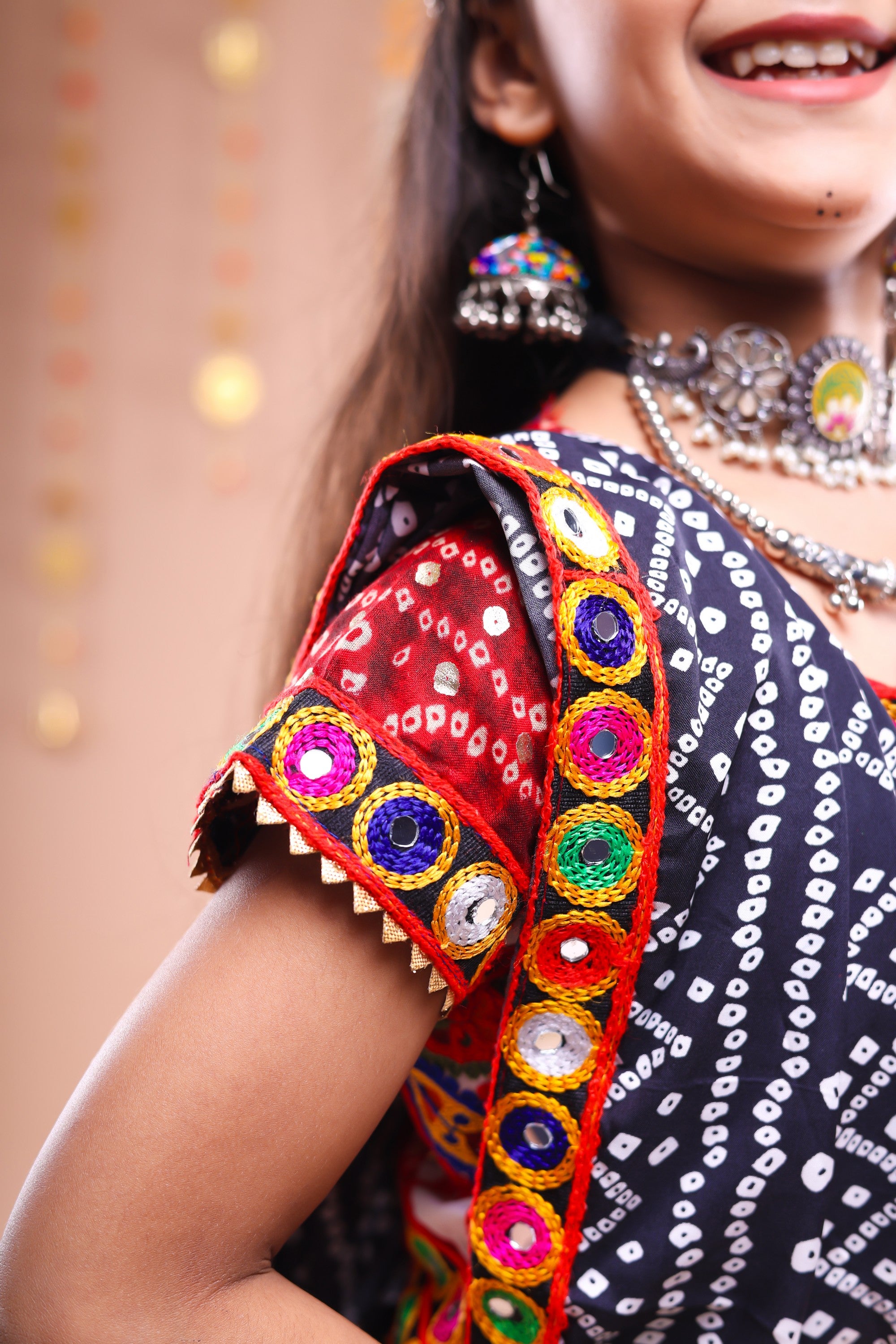 Banjara India Festive Wear Kutch work Embroidered Girls Lehenga Choli Set with Dupatta (CC-FRNA) - Black