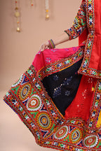 Banjara India Festive Wear Kutchwork Embroidered Girls Lehenga Choli Set with Dupatta (CC-KJKL) - Red