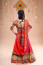 Banjara India Festive Wear Kutchwork Embroidered Girls Lehenga Choli Set with Dupatta (CC-KJKL) - Red
