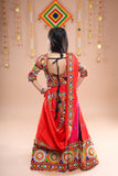 Banjara India Festive Wear Kutchwork Embroidered Girls Lehenga Choli Set with Dupatta (CC-KJKL) - Red