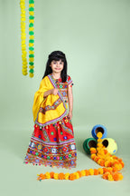 Mother-Daugther Combo Cotton Embroidered Lehenga Choli Set (WAVE- Combo) - Red