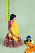 Mother-Daugther Combo Cotton Embroidered Lehenga Choli Set (WAVE- Combo) - Red