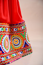 Banjara India Festive Wear Kutchwork Embroidered Girls Lehenga Choli Set with Dupatta (CC-CKKR) - Red