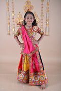 Banjara India Festive Wear Kutchwork Embroidered Girls Lehenga Choli Set with Dupatta (CC-KJKL) - Pink