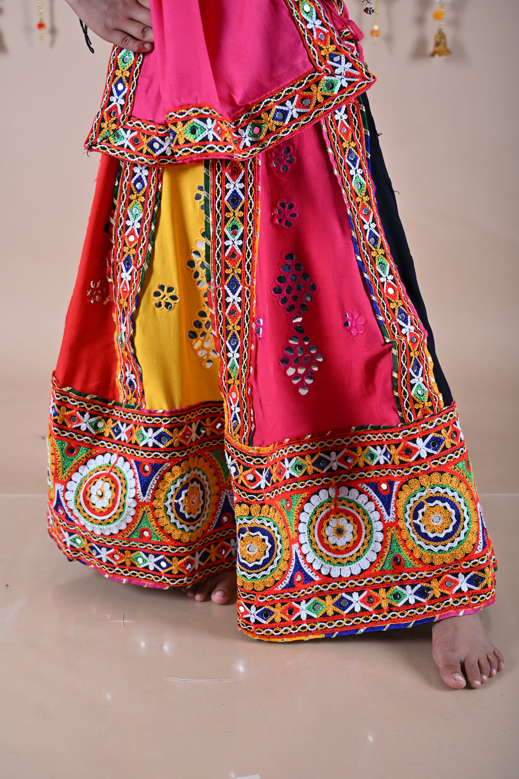 Banjara India Festive Wear Kutchwork Embroidered Girls Lehenga Choli Set with Dupatta (CC-KJKL) - Pink