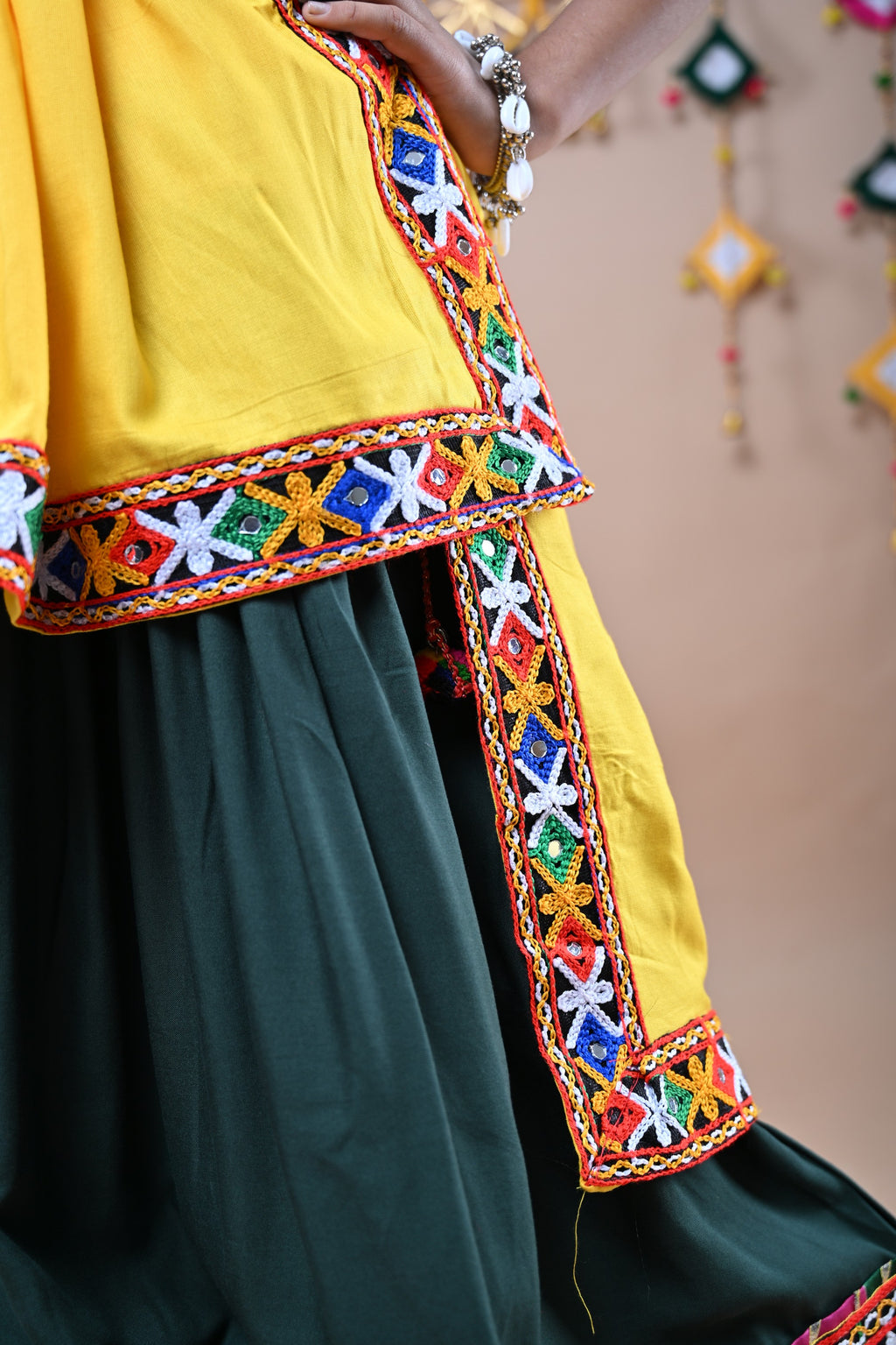 Banjara India Festive Wear Kutchwork Embroidered Girls Lehenga Choli Set with Dupatta (CC-CKKR) - Green
