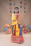 Banjara India Festive Wear Kutchwork Embroidered Girls Lehenga Choli Set with Dupatta (CC-SNDO) - Yellow