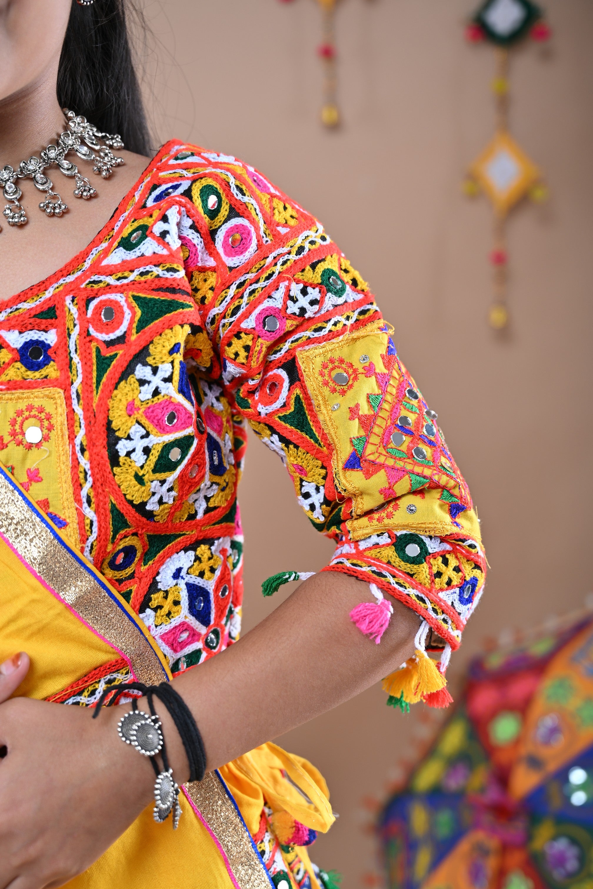 Banjara India Festive Wear Kutchwork Embroidered Girls Lehenga Choli Set with Dupatta (CC-SNDO) - Yellow