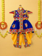 Banjara India Embroidered Kediya Dhoti Set For Boys and Girls_KD-CKS-Blue