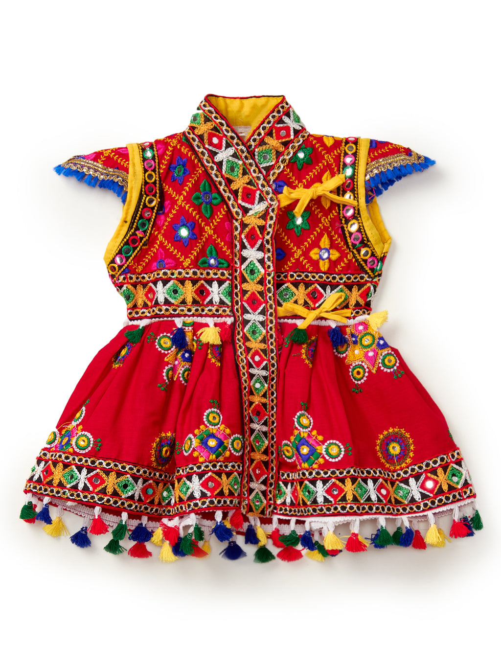 Banjara India Embroidered Kediya Dhoti Set For Boys and Girls_KD-CKS-Red