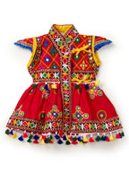 Banjara India Embroidered Kediya Dhoti Set For Boys and Girls_KD-CKS-Red