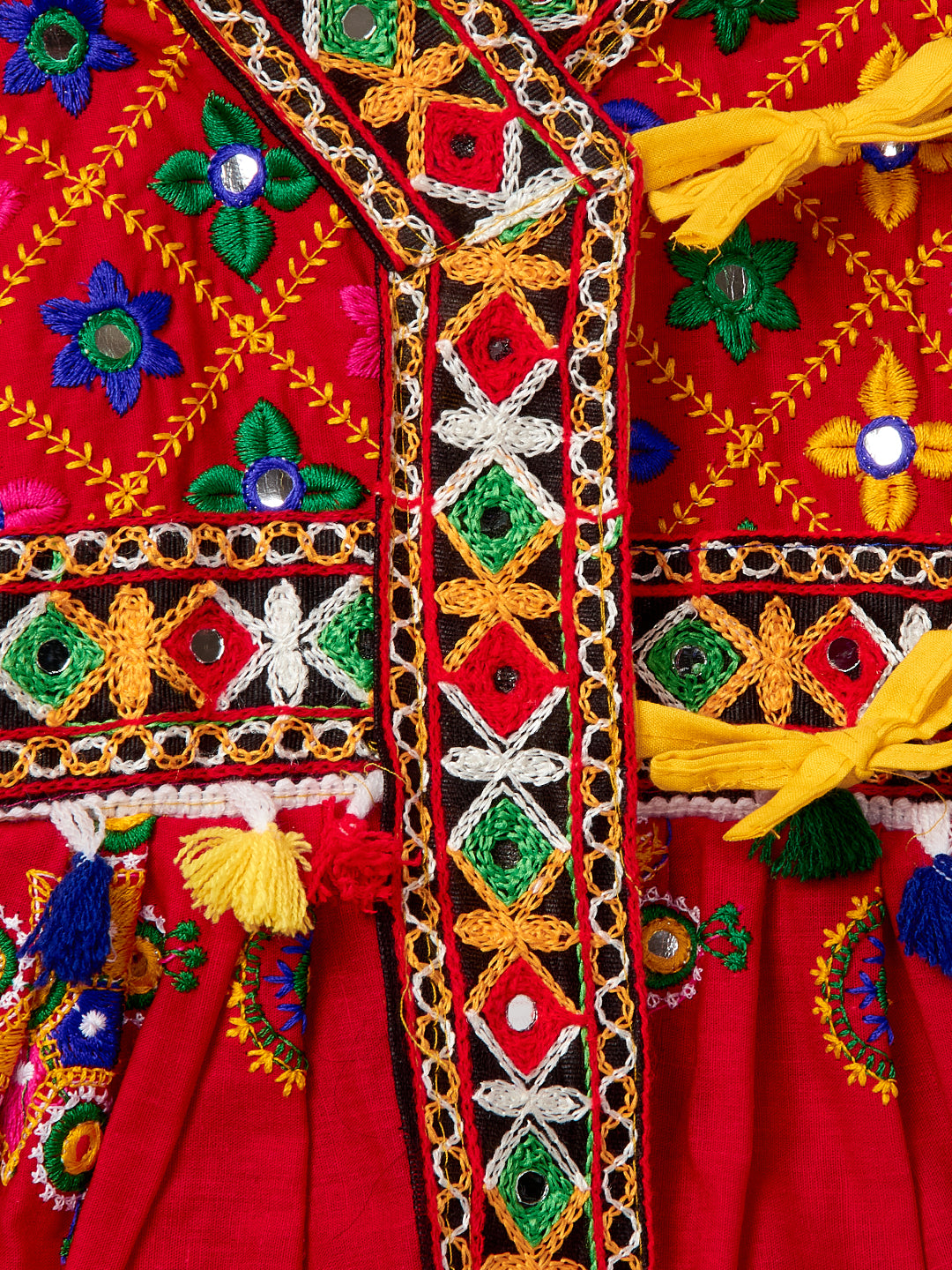 Banjara India Embroidered Kediya Dhoti Set For Boys and Girls_KD-CKS-Red