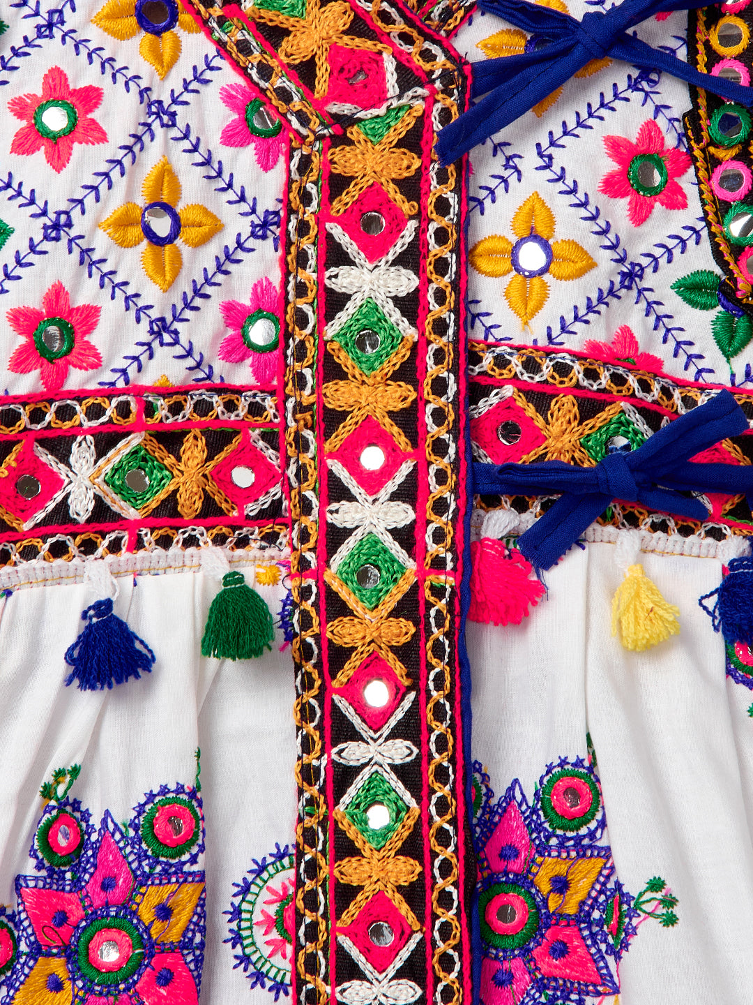Banjara India Embroidered Kediya Dhoti Set For Boys and Girls_KD-CKS-WhiteBlue