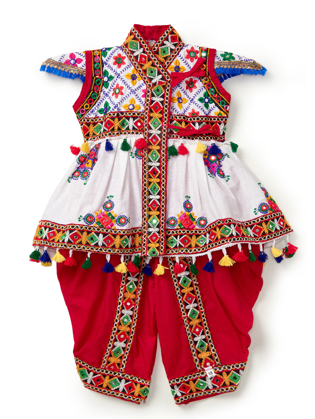 Banjara India Embroidered Kediya Dhoti Set For Boys and Girls_KD-CKS-WhiteRed