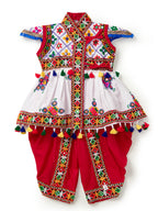 Banjara India Embroidered Kediya Dhoti Set For Boys and Girls_KD-CKS-WhiteRed