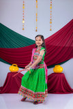 Banjara India Kutchi Emboidered Black Girls Chaniya Choli with Dupatta (CC-DOT) - Green