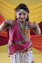 Banjara India Kutchi Emboidered White Girls Chaniya Choli with Dupatta (CC-RSGL) - WHITE