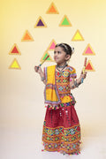 Banjara India Kutchi Emboidered Red Girls Chaniya Choli with Dupatta (CC-RSGL) - Red