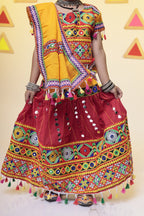 Banjara India Kutchi Emboidered Red Girls Chaniya Choli with Dupatta (CC-RSGL) - Red