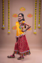 Banjara India Kutchi Emboidered Black Girls Chaniya Choli with Dupatta (CC1-RJS) - Red