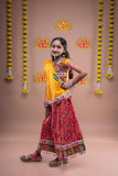 Banjara India Kutchi Emboidered Black Girls Chaniya Choli with Dupatta (CC1-RJS) - Red