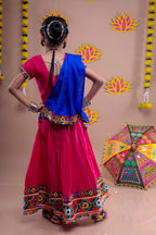 Banjara India Kutchi Emboidered Black Girls Chaniya Choli with Dupatta (CC-DMND) - Pink