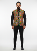 Banjara India Multicolor Kutchi Embroidered Ethnic Jacket for Men | Mirror Work Nehru Jacket | Festive & Navratri Wear (Men-Koti-03)