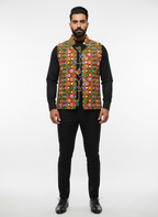 Banjara India Multicolor Kutchi Embroidered Ethnic Jacket for Men | Mirror Work Nehru Jacket | Festive & Navratri Wear (Men-Koti-03)