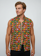 Banjara India Multicolor Kutchi Embroidered Ethnic Jacket for Men | Mirror Work Nehru Jacket | Festive & Navratri Wear (Men-Koti-03)