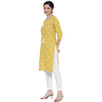 Banjara India Pastel Yellow Printed Straight Rayon Kurti