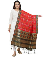 Banarasi Silk Patola Emboidered Dupatta- Orange (Patola-Red)