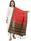 Banarasi Silk Patola Emboidered Dupatta- Orange (Patola-Red)