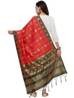 Banarasi Silk Patola Emboidered Dupatta- Orange (Patola-Red)