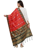 Banarasi Silk Patola Emboidered Dupatta- Orange (Patola-Red)