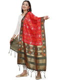Banarasi Silk Patola Emboidered Dupatta- Orange (Patola-Red)