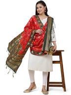 Banarasi Silk Patola Emboidered Dupatta- Orange (Patola-Red)