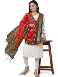 Banarasi Silk Patola Emboidered Dupatta- Orange (Patola-Red)