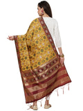 Banarasi Silk Patola Emboidered Dupatta-Yellow (Patola-Yellow)