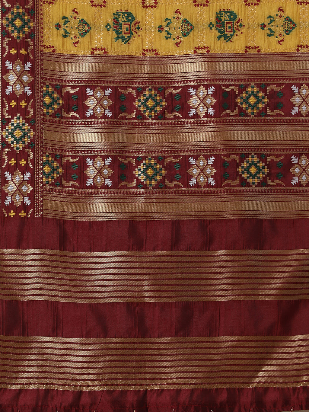 Banarasi Silk Patola Emboidered Dupatta-Yellow (Patola-Yellow)