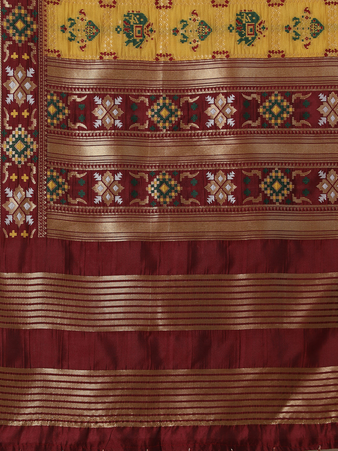 Banarasi Silk Patola Emboidered Dupatta-Yellow (Patola-Yellow)