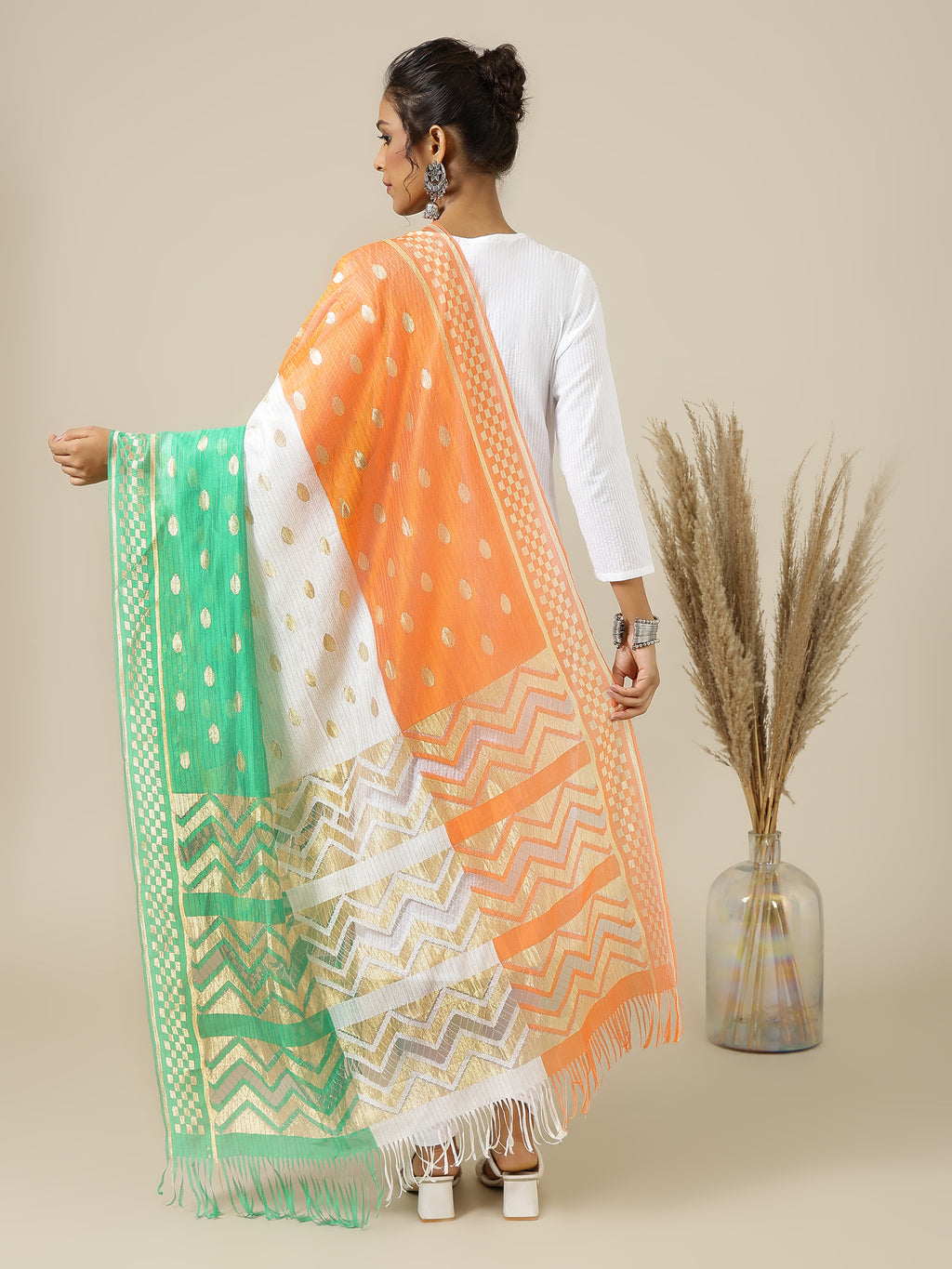 Banjara India RSL Tiranga Premium Tricolour Dupatta for Republic Day / Independence Day