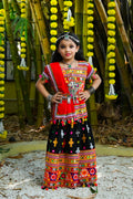 Banjara India Kutchi Emboidered Black Girls Lehenga Choli with Dupatta (CC-BTTA) - Black