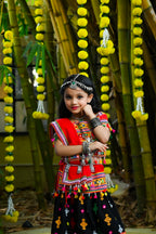 Banjara India Kutchi Emboidered Black Girls Lehenga Choli with Dupatta (CC-BTTA) - Black