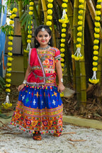 Banjara India Kutchi Emboidered Blue Girls Lehenga Choli with Dupatta (CC-BTTA) - Blue