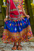 Banjara India Kutchi Emboidered Blue Girls Lehenga Choli with Dupatta (CC-BTTA) - Blue