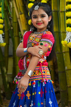 Banjara India Kutchi Emboidered Blue Girls Lehenga Choli with Dupatta (CC-BTTA) - Blue